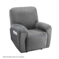 Artiss Recliner Chair Cover, Velvet, 1-Seater, Grey - Luxurious Comfort & Anti-Slip Design, Machine Washable