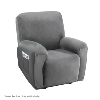 Artiss Recliner Chair Cover, Velvet, 1-Seater, Grey - Luxurious Comfort & Anti-Slip Design, Machine Washable