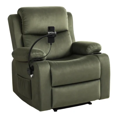 Artiss Heated Massage Recliner Chair Velvet Green, 8-Point Massage, Phone Holder, USB Ports, 150kg Weight Capacity