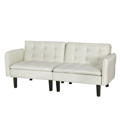 Artiss Serena 3-Seater Sofa Bed - Tufted Faux Linen, Adjustable Backrest, Space-Saver for Small Homes, Beige