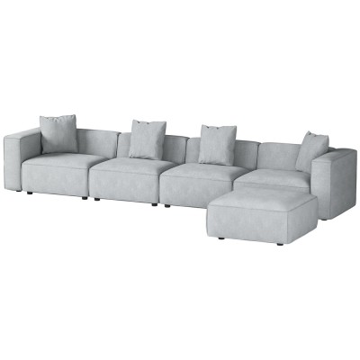 Artiss Modular Sofa Chaise Set, Faux Linen, 5-Seater, Grey, 361x82x57cm, Modern Living Room Furniture, Durable & Stylish Artiss Modular Sofa Chaise Set, Faux Linen, 5-Seater, Grey, 361x82x57cm, Modern Living Room Furniture, Durable & Stylish