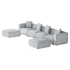 Artiss Modular Sofa Chaise Set, Faux Linen, 6-Seater, Grey, 361cm, Modern Living Room Furniture, Comfortable & Stylish