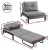 Artiss Single Sofa Bed Chair, Folding Convertible Recliner Lounge, Linen Fabric, Steel Frame, 198cm, Grey
