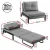Artiss Single Sofa Bed Chair, Folding Convertible Recliner Lounge, Linen Fabric, Steel Frame, 198cm, Grey