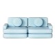 Artiss Velvet Blue 2-Seater Sofa Bed & Kid's DIY Play Couch | Modular Design, Removable Cover, Extra Thick Cushioning