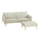 Artiss Scott 3-Seater Sofa Bed Ottoman, Beige Faux Linen - Space-Saving L-Shaped Design with Adjustable Backrest