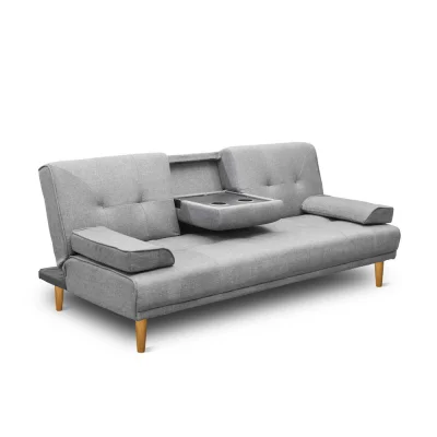 Artiss 3-Seater Sofa Bed 188CM Grey Faux Linen - Stylish, Space-Saving, Adjustable, Eco-Friendly, Cup Holders Included