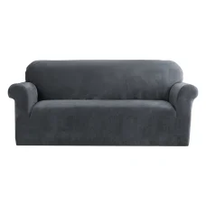 Artiss Velvet Sofa Cover, Stretchable, Anti-Slip, Machine Washable, Grey, 3-Seater, 183cm-223cm, All-Round Protection