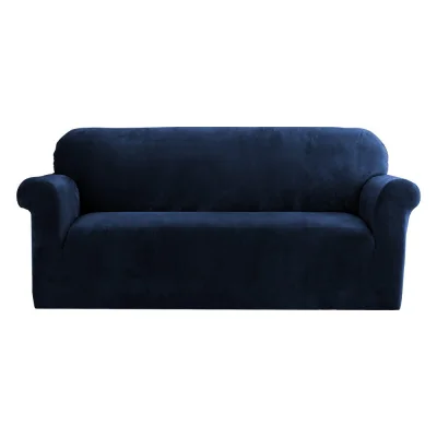 Artiss Velvet Sofa Cover, 3-Seater, Sapphire - Stretchable, Machine Washable, Anti-Slip, Crystal Velvet Protection