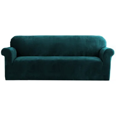 Artiss 4-Seater Velvet Sofa Cover in Agate Green - High Stretch, Anti-Slip, Machine Washable, All-Round Protection