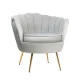 Artiss Armchair Velvet Fabric Grey 71x71x68cm - Iconic Shell Back Design, High Resilience Foam, Gold Legs