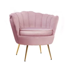 Artiss Armchair, Velvet Upholstery, 71x68x71cm, Pink, Vintage Shell Back, Gold Legs, High Resilience Foam Padding