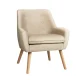Artiss Fabric Dining Armchair, Linen Upholstery, Beige, 58x50x80cm - Retro Style, Comfortable, Durable, Home Décor