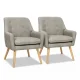 Artiss Anne 2X Beige Armchair Set: Retro Tub Chair with Faux Linen, Tufted Back, Thick Foam, and Rubber Wood Legs