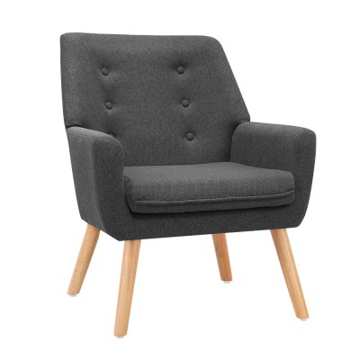 Artiss Anne Armchair in Charcoal Linen Fabric - Full Size with Tufted Backrest, Thick Foam Padding, Durable Wood Frame Artiss Anne Armchair in Charcoal Linen Fabric - Full Size with Tufted Backrest, Thick Foam Padding, Durable Wood Frame