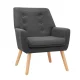 Artiss Anne Armchair in Charcoal Linen Fabric - Full Size with Tufted Backrest, Thick Foam Padding, Durable Wood Frame