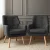 Artiss Anne 2X Armchair Set - Charcoal Faux Linen, Retro Tub Chair with Tufted Backrest, Wooden Frame, Rubber Wood Legs