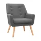 Artiss Fabric Dining Armchair, Linen Upholstery, Grey, 58x50x80cm - Retro Style, Tufted Design, Comfortable Seating