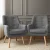 Artiss Anne Grey Armchair Set of 2 - Faux Linen, Full-Size, Tufted Design, Thick Foam, Rubber Wood Legs, 130kg Capacity