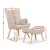 Artiss Armchair Set with Ottoman, Faux Linen, Beige, 58x52x85cm, Scandinavian Style, Elegant Tufted Design