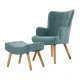 Artiss Armchair Set with Ottoman, Faux Linen, Blue, 58x52x85cm, Scandinavian Style, Comfortable & Durable