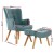 Artiss Armchair Set with Ottoman, Faux Linen, Blue, 58x52x85cm, Scandinavian Style, Comfortable & Durable