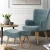 Artiss Armchair Set with Ottoman, Faux Linen, Blue, 58x52x85cm, Scandinavian Style, Comfortable & Durable