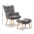 Artiss Armchair Set with Ottoman, Faux Linen, Grey, 58x52x85cm, Scandinavian Style, Tufted Design, Rubber Wood Legs