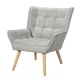 Artiss Armchair Lounge Chair, Grey Faux Linen Fabric, Modern Scandinavian Accent, 75x82x85cm, Tufted Cushion Seat