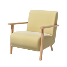 Artiss Armchair Velvet Yellow, 64x80cm, Modern Scandinavian Style, Plush Comfort, Durable Rubber Wood Frame