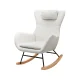 Artiss Rocking Chair, Teddy Fabric Armchair, White, 49x65x91cm, Luxury Comfort, Anti-Slip, 1-Year Warranty