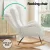 Artiss Rocking Chair, Teddy Fabric Armchair, White, 49x65x91cm, Luxury Comfort, Anti-Slip, 1-Year Warranty