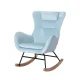 Artiss Rocking Chair Armchair Velvet Blue, 63x83x90cm, Cosy Lounge with Pillow & Side Pocket, Anti-Slip Pads