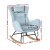 Artiss Rocking Chair Armchair Velvet Blue, 63x83x90cm, Cosy Lounge with Pillow & Side Pocket, Anti-Slip Pads