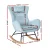Artiss Rocking Chair Armchair Velvet Blue, 63x83x90cm, Cosy Lounge with Pillow & Side Pocket, Anti-Slip Pads