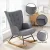 Artiss Grey Linen Rocking Armchair: Ergonomic, Durable Metal Frame, Rubber Wood Legs, 180kg Capacity, 68x74x91cm