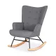 Artiss Grey Linen Rocking Armchair: Ergonomic, Durable Metal Frame, Rubber Wood Legs, 180kg Capacity, 68x74x91cm