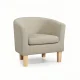 Artiss Abby Armchair Tub Chair Beige Faux Linen, Full Size, Thick Foam Padding, Rubber Wood Legs, 70x64x67.5cm