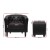 Artiss Armchair Set with Ottoman, PU Leather, Black, 70x62x64cm, Chesterfield Style, Elegant Home Seating Solution