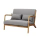 Artiss Olive 2-Seater Love seat: Modern Scandinavian Armchair in Grey Faux Linen, Sturdy Rubber Wood Frame, 102cm Wide