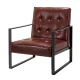 Artiss Kora Brown PU Leather Armchair Lounge Chair, Tufted Accent Sofa with Metal Frame, 66x69x80cm, 150kg Capacity