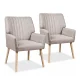 Artiss Sebastini 2X Armchair, Beige Faux Fabric, 63x64.5x84cm, Plush Comfort, Stylish Design, Easy Assembly