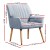 Artiss Sebastini Armchair, Faux Fabric, Blue Grey, 63x64.5x84cm, Stylish & Comfortable with Rubber Wood Legs