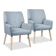 Artiss Sebastini 2X Armchair Set - Blue Grey Faux Fabric, High-Resilience Foam, Rubber Wood Legs, 150kg Capacity