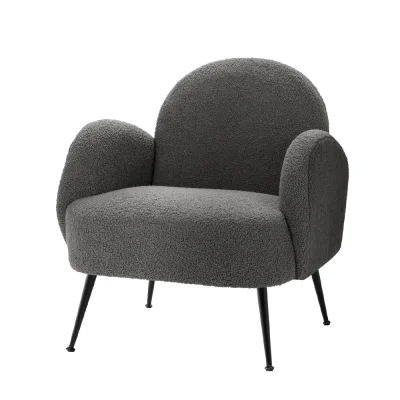 Artiss Hanes Armchair, Sherpa Fabric, Charcoal, 64x70x74cm, Luxurious Comfort, Stylish Design, Easy Assembly