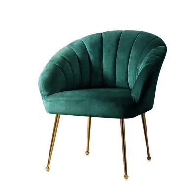 Artiss Eloise Armchair, Velvet, Green, 68x67x80cm – Luxurious, Comfy Accent Chair with Golden Legs and Floor Protectors