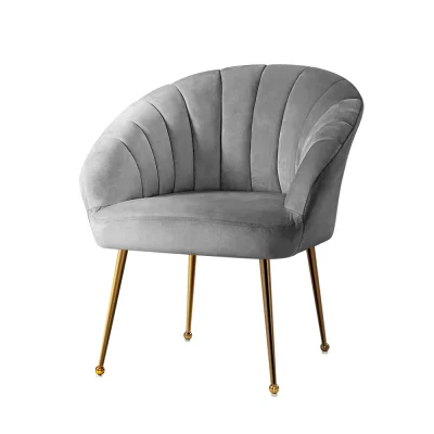 Artiss Armchair, Velvet Upholstery, Grey, 68x67x80cm, Eloise Collection, Luxurious Comfort & Stylish Design