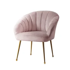 Artiss Armchair, Velvet Pink, 68x67x80cm - Eloise, Luxury Accent Chair with Golden Legs, High Resilience Foam