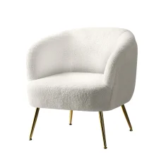 Artiss Carneiro Armchair Lounge Chair - White Sherpa Boucle, Steel Legs, 70cm, Premium Comfort, 150kg Capacity
