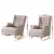 Artiss Rocking Chair Armchair, Faux Linen Fabric, Beige, 104x82.5x72cm, Convertible Design, Tufted Wingback Comfort